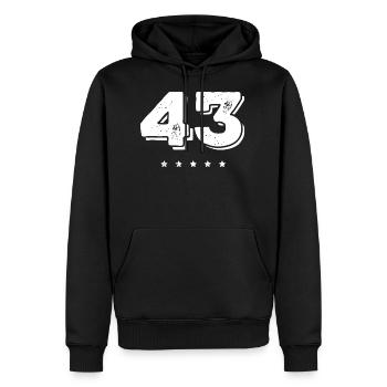 Maillot numéro 43 - Sweat à capuche Premium bio Homme - noir - Devant - Nico (187cm)