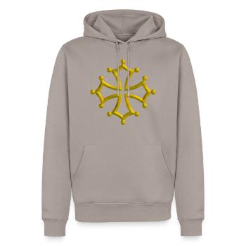 Okzitanisch Quer - Männer Premium Bio Hoodie - Taupe - Vorne - Nico (187cm)