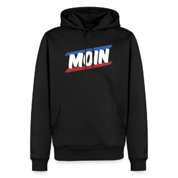 Blau Weiß Rot Moin Norddeutschland Rostock Spruch - Männer Premium Bio Hoodie - Schwarz - Vorne - Nico (187cm)