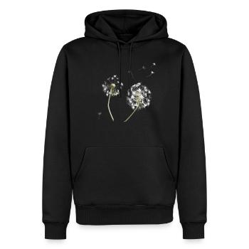 Weiße Löwenzahn-Silhouette - Männer Premium Bio Hoodie - Schwarz - Vorne - Nico (187cm)