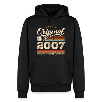 Original 2007 Jahrgang - 2007 Geburtstagsgeschenk - Männer Premium Bio Hoodie - Schwarz - Vorne - Nico (187cm)