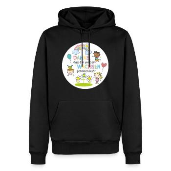 Danke fürs Wachsen – Kinderfreundliches Design - Männer Premium Bio Hoodie - Schwarz - Vorne - Nico (187cm)