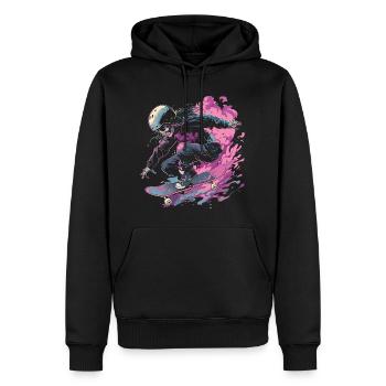 Skateboarder Girl - Men’s Premium Organic Hoodie - black - Front - Nico (187cm)