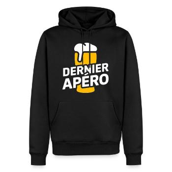 Dernier apéro – EVG - Sweat à capuche Premium bio Homme - noir - Devant - Nico (187cm)