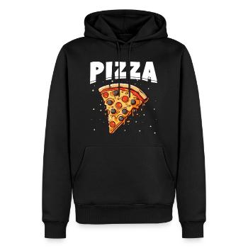 Tranche de pizza avec garnitures noires et rouges - Sweat à capuche Premium bio Homme - noir - Devant - Nico (187cm)