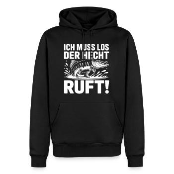 Hecht Angeln Humor - Männer Premium Bio Hoodie - Schwarz - Vorne - Nico (187cm)
