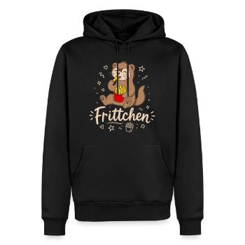 Frittchen - Frettchen mit Fritten - Pommes Frites - Männer Premium Bio Hoodie - Schwarz - Vorne - Nico (187cm)