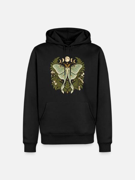 Lunafalter mit Mondphasen - Männer Premium Bio Hoodie - Schwarz