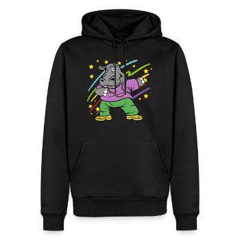 Dabbing Dab Hippopotamus Hippo Disco Party - Sweat à capuche Premium bio Homme - noir - Devant - Nico (187cm)