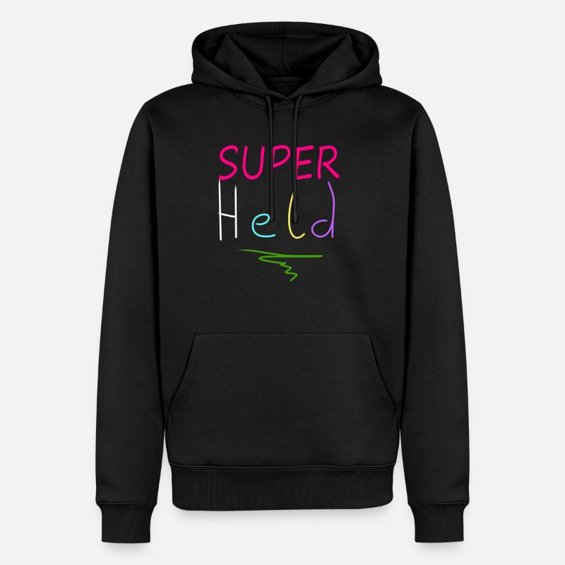 SuperHeld - Männer Premium Bio Hoodie - Schwarz
