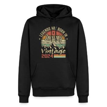 Die Legenden wurden im Januar 2024 - 2024 geboren - Männer Premium Bio Hoodie - Schwarz - Vorne - Nico (187cm)