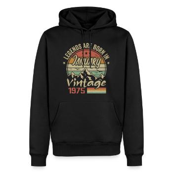 Die Legenden wurden im Januar 1975 - 1975 geboren - Männer Premium Bio Hoodie - Schwarz - Vorne - Nico (187cm)