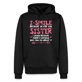 I Smile Because You Are My Sister - Sweat à capuche Premium bio Homme - noir - Devant - Nico (187cm)