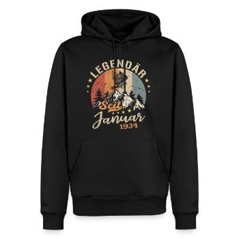 Legendär seit Januar 1934 Geburtstag - Männer Premium Bio Hoodie - Schwarz - Vorne - Nico (187cm)