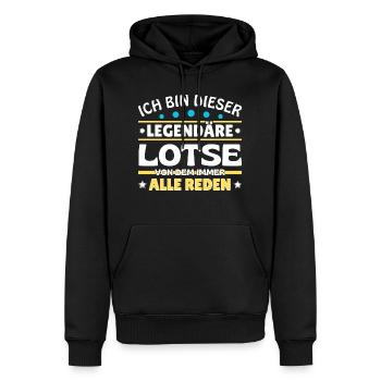 Ich bin dieser legendäre Lotse - Männer Premium Bio Hoodie - Schwarz - Vorne - Nico (187cm)