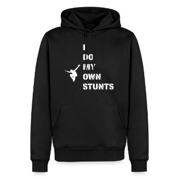 I do my own stunts, Parcour - Männer Premium Bio Hoodie - Schwarz - Vorne - Nico (187cm)