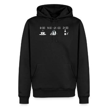 Horaire quotidien de navigation - Sweat à capuche Premium bio Homme - noir - Devant - Nico (187cm)