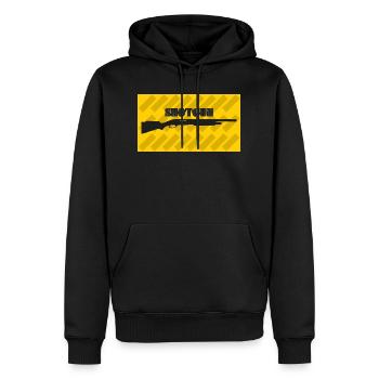 Shotgun jaune avec cartouches - Sweat à capuche Premium bio Homme - noir - Devant - Nico (187cm)
