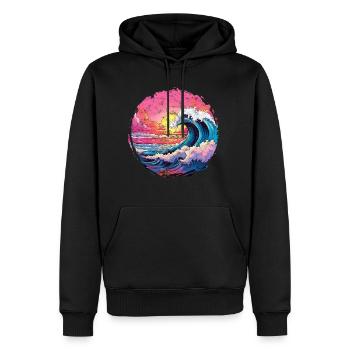 Meer, Welle, Sonnenuntergang, Sonne, Strand Sommer - Männer Premium Bio Hoodie - Schwarz - Vorne - Nico (187cm)