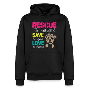 Sauvez les chiens d’amour - Sweat à capuche Premium bio Homme - noir - Devant - Nico (187cm)