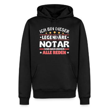 Je suis ce notaire légendaire - Sweat à capuche Premium bio Homme - noir - Devant - Nico (187cm)