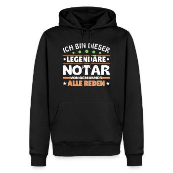 Je suis ce notaire légendaire - Sweat à capuche Premium bio Homme - noir - Devant - Nico (187cm)
