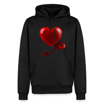 Herz mit Teufelsschwanz - Männer Premium Bio Hoodie - Schwarz - Vorne - Nico (187cm)