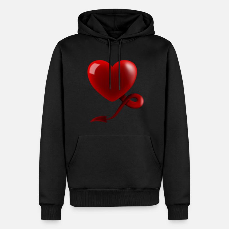 Coeur avec queue du diable - Sweat à capuche Premium bio Homme - noir
