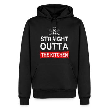Chef cuisinier tout droit sorti - Sweat à capuche Premium bio Homme - noir - Devant - Nico (187cm)