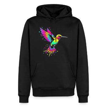 Liebe bunte Kolibris Tie Dye Kolibri - Männer Premium Bio Hoodie - Schwarz - Vorne - Nico (187cm)