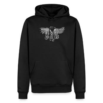Engel Angel Engelsflügel Spruch - Männer Premium Bio Hoodie - Schwarz - Vorne - Nico (187cm)