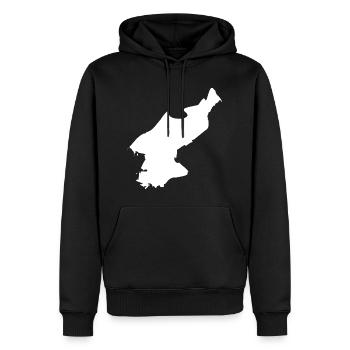 Drapeau de la carte de la Corée du Nord - Sweat à capuche Premium bio Homme - noir - Devant - Nico (187cm)
