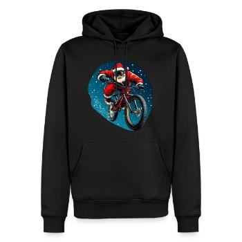 Descente Père Noël / Vélo de descente - Sweat à capuche Premium bio Homme - noir - Devant - Nico (187cm)