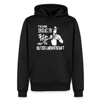 Trink Bier und hilf der Landwirtschaft - Männer Premium Bio Hoodie - Schwarz - Vorne - Nico (187cm)