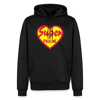 coeur heart super pauline - Sweat à capuche Premium bio Homme - noir - Devant - Nico (187cm)