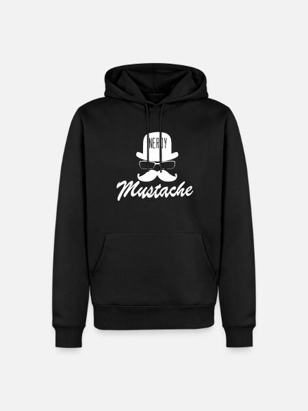 Nerdy Mustache Moustache - Men’s Premium Organic Hoodie - black