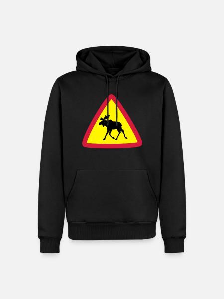 Elk warning 3clr - Men’s Premium Organic Hoodie - black