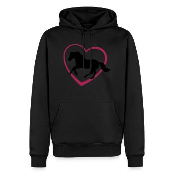 Cheval au galop avec coeur - Sweat à capuche Premium bio Homme - noir - Devant - Nico (187cm)