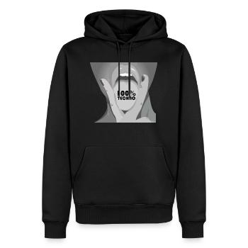 Techno 100% Rave Music Langue 120 BPM Hardstyle - Sweat à capuche Premium bio Homme - noir - Devant - Nico (187cm)