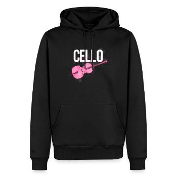 Fille de violoncelle rose - Sweat à capuche Premium bio Homme - noir - Devant - Nico (187cm)