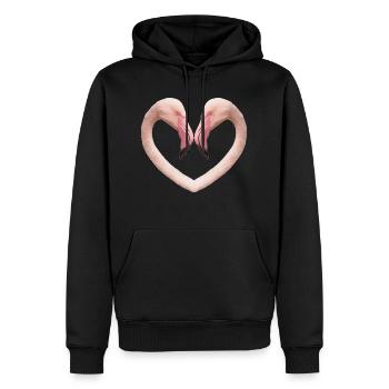 Cœur flamant rose - Sweat à capuche Premium bio Homme - noir - Devant - Nico (187cm)