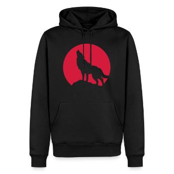 Wolf - Männer Premium Bio Hoodie - Schwarz - Vorne - Nico (187cm)