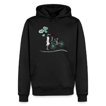Vélo Couple Coeur Ballons L'amour ne connaît pas de limites - Sweat à capuche Premium bio Homme - noir - Devant - Nico (187cm)