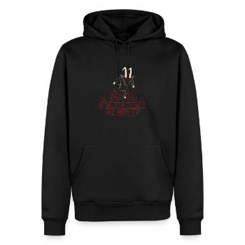 Le diable danse sur le feu - Sweat à capuche Premium bio Homme - noir - Devant - Nico (187cm)