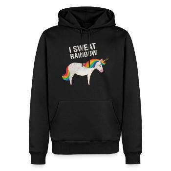 I Sweat Rainbow | Cool Unicorn Retro Vintage Style - Männer Premium Bio Hoodie - Schwarz - Vorne - Nico (187cm)