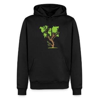 Welt-Karte Baum Klimaschutz Umwelt-schutz Erde - Männer Premium Bio Hoodie - Schwarz - Vorne - Nico (187cm)