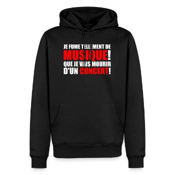 je fume tellement de musique! - Männer Premium Bio Hoodie - Schwarz - Vorne - Nico (187cm)