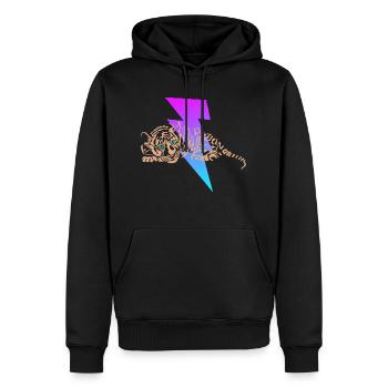Kleiner Tiger mit Blitz - Männer Premium Bio Hoodie - Schwarz - Vorne - Nico (187cm)