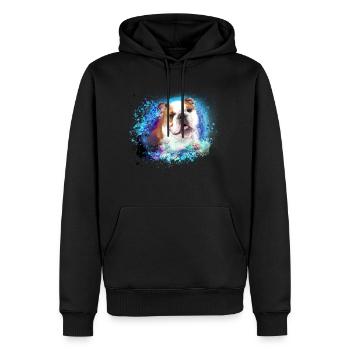 englische Bulldogge,hund, bunt, graffiti,bulldogge - Männer Premium Bio Hoodie - Schwarz - Vorne - Nico (187cm)