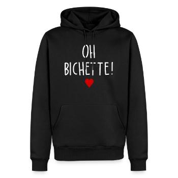 oh bichette - Sweat à capuche Premium bio Homme - noir - Devant - Nico (187cm)